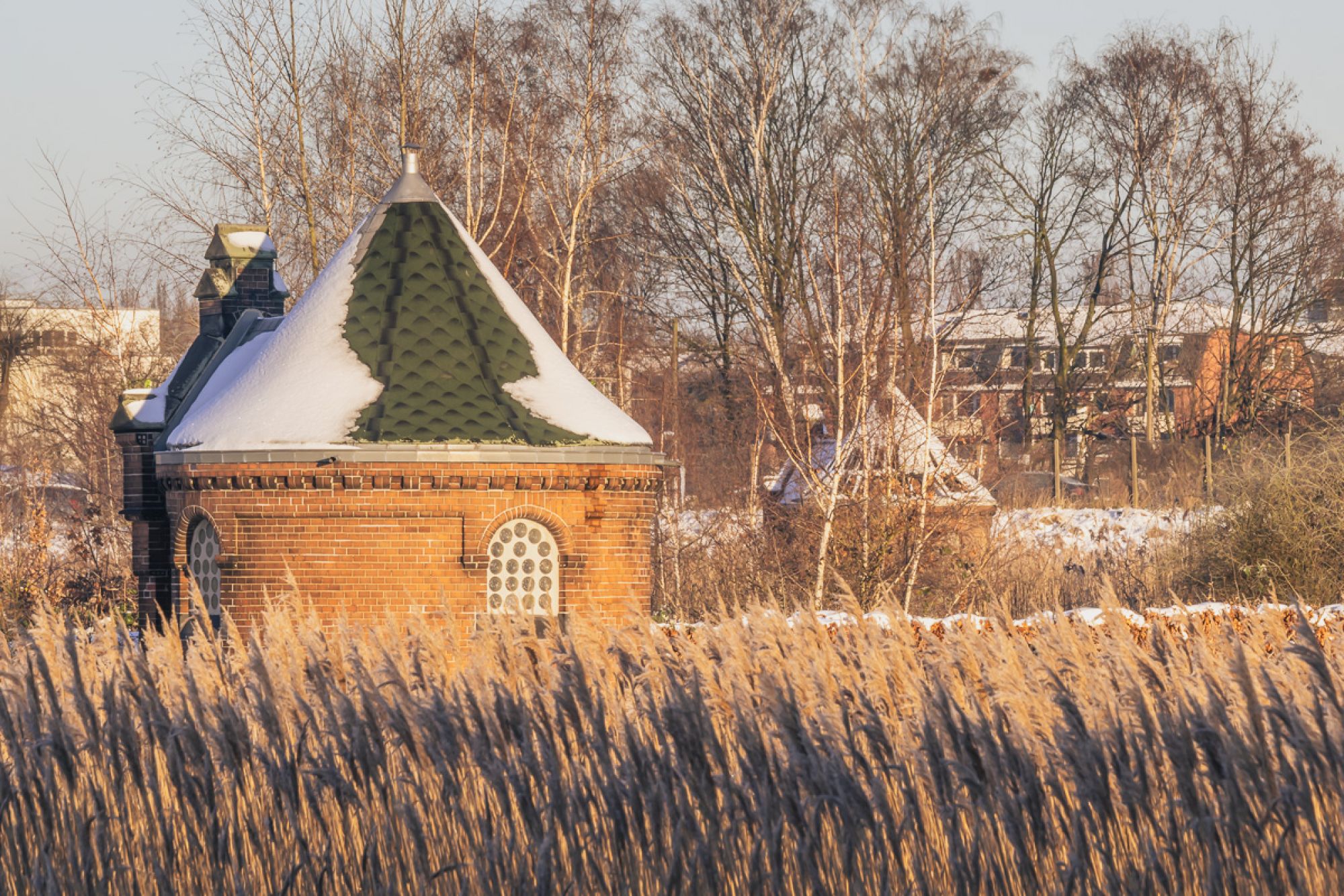 Kaltehofer Schieberhäuschen mit Schnee